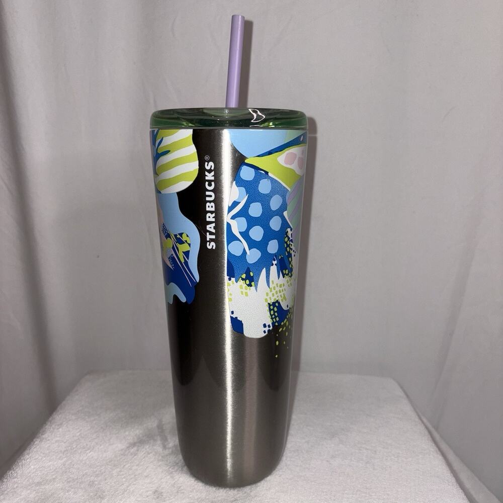 Starbucks Summer 2024 Canna Lily Butterfly Silver SS Venti Hot/Cold Tumbler EUC